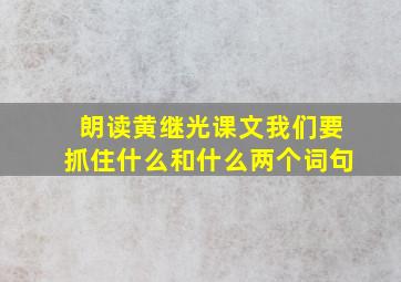 朗读黄继光课文我们要抓住什么和什么两个词句