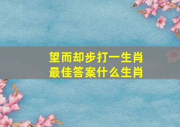 望而却步打一生肖最佳答案什么生肖