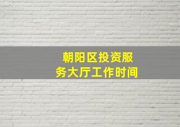 朝阳区投资服务大厅工作时间