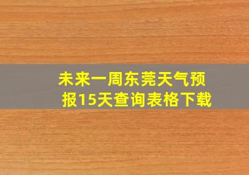 未来一周东莞天气预报15天查询表格下载