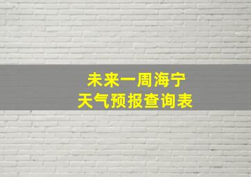 未来一周海宁天气预报查询表