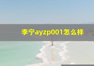 李宁ayzp001怎么样