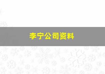 李宁公司资料