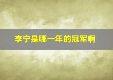 李宁是哪一年的冠军啊