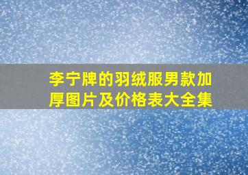 李宁牌的羽绒服男款加厚图片及价格表大全集