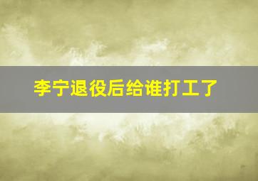 李宁退役后给谁打工了