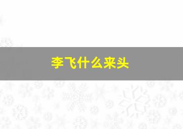 李飞什么来头