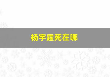 杨宇霆死在哪