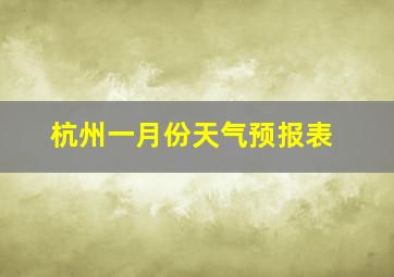 杭州一月份天气预报表