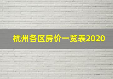 杭州各区房价一览表2020