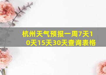 杭州天气预报一周7天10天15天30天查询表格