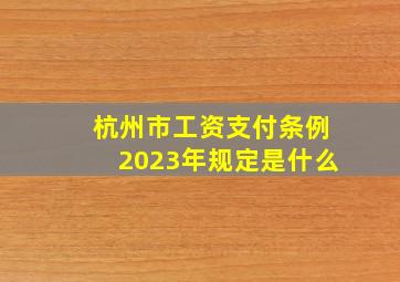 杭州市工资支付条例2023年规定是什么