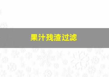 果汁残渣过滤