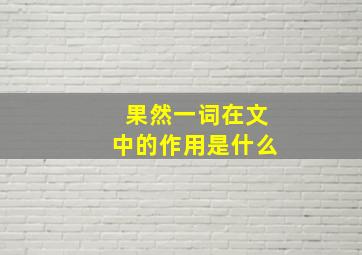 果然一词在文中的作用是什么