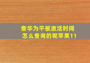 查华为平板激活时间怎么查询的呢苹果11