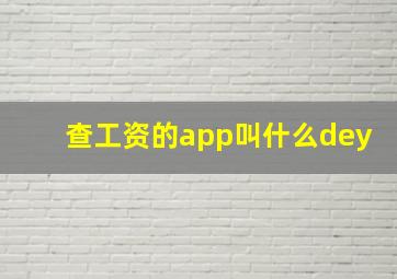 查工资的app叫什么dey