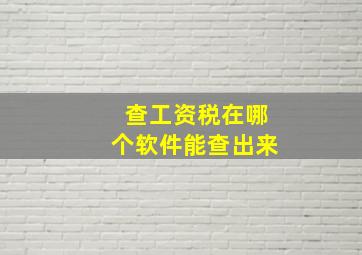 查工资税在哪个软件能查出来