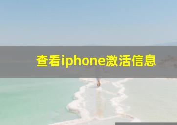 查看iphone激活信息