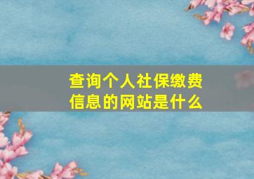 查询个人社保缴费信息的网站是什么