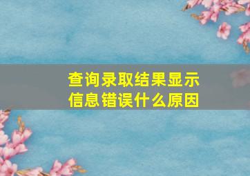 查询录取结果显示信息错误什么原因