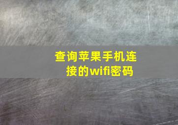 查询苹果手机连接的wifi密码