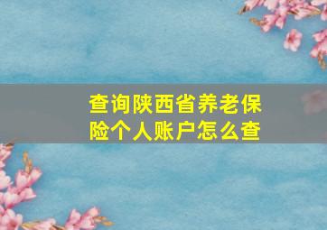 查询陕西省养老保险个人账户怎么查