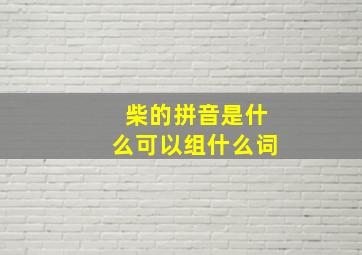 柴的拼音是什么可以组什么词