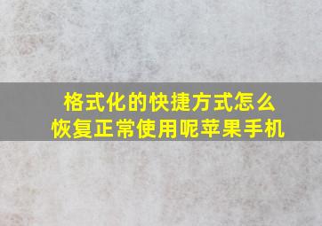 格式化的快捷方式怎么恢复正常使用呢苹果手机