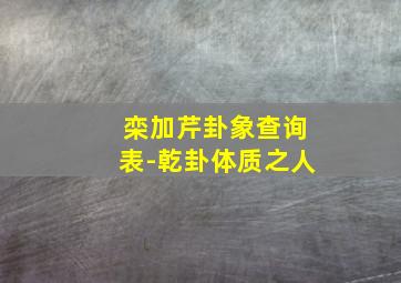 栾加芹卦象查询表-乾卦体质之人