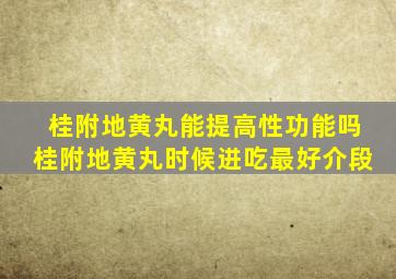 桂附地黄丸能提高性功能吗桂附地黄丸时候进吃最好介段