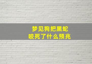 梦见狗把黑蛇咬死了什么预兆