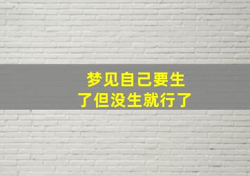 梦见自己要生了但没生就行了