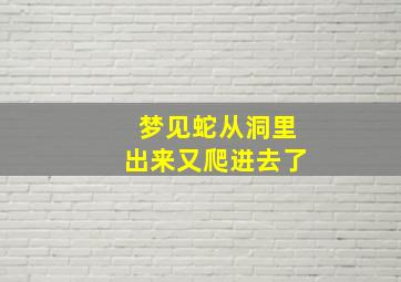 梦见蛇从洞里出来又爬进去了