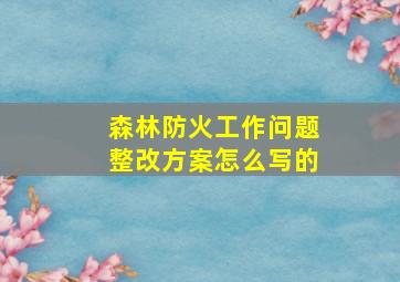 森林防火工作问题整改方案怎么写的