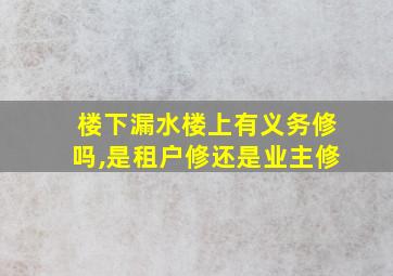 楼下漏水楼上有义务修吗,是租户修还是业主修