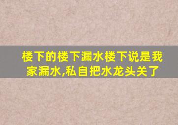 楼下的楼下漏水楼下说是我家漏水,私自把水龙头关了