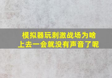 模拟器玩刺激战场为啥上去一会就没有声音了呢