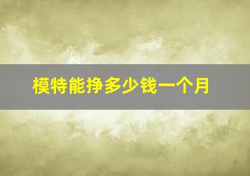 模特能挣多少钱一个月