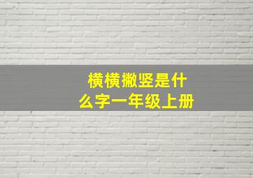 横横撇竖是什么字一年级上册