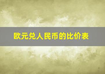 欧元兑人民币的比价表