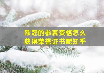 欧冠的参赛资格怎么获得荣誉证书呢知乎