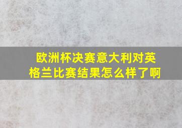 欧洲杯决赛意大利对英格兰比赛结果怎么样了啊