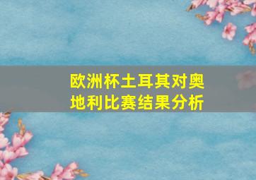 欧洲杯土耳其对奥地利比赛结果分析