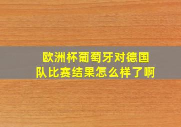 欧洲杯葡萄牙对德国队比赛结果怎么样了啊