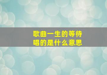 歌曲一生的等待唱的是什么意思