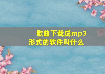 歌曲下载成mp3形式的软件叫什么