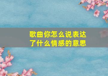 歌曲你怎么说表达了什么情感的意思