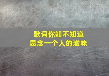 歌词你知不知道思念一个人的滋味