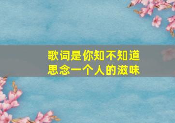 歌词是你知不知道思念一个人的滋味