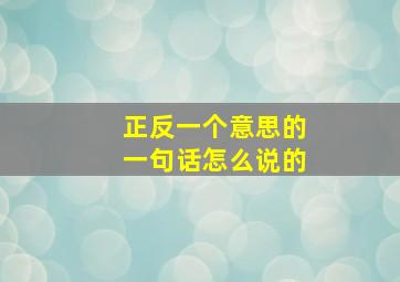 正反一个意思的一句话怎么说的